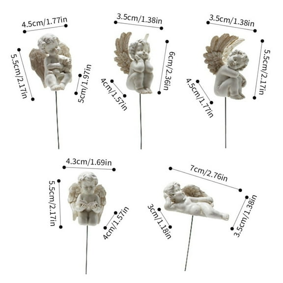 5Pc Ornaments Clearance! Miniature Angel Figurines With Stable Stakes 5 Different Angel Garden Ornaments & Patio Decor Yard Stakes Decorative for Outdoor Christmas