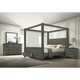 thumbnail image 1 of 5Pc Queen Canopy Bed Set Storage Footboard Luxurious Bedroom Furniture Gray, 1 of 5