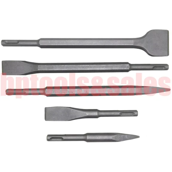 5Pc Rotary Hammer Drill Sds Plus Bits Chisel Set Groove Concrete Point & Flat