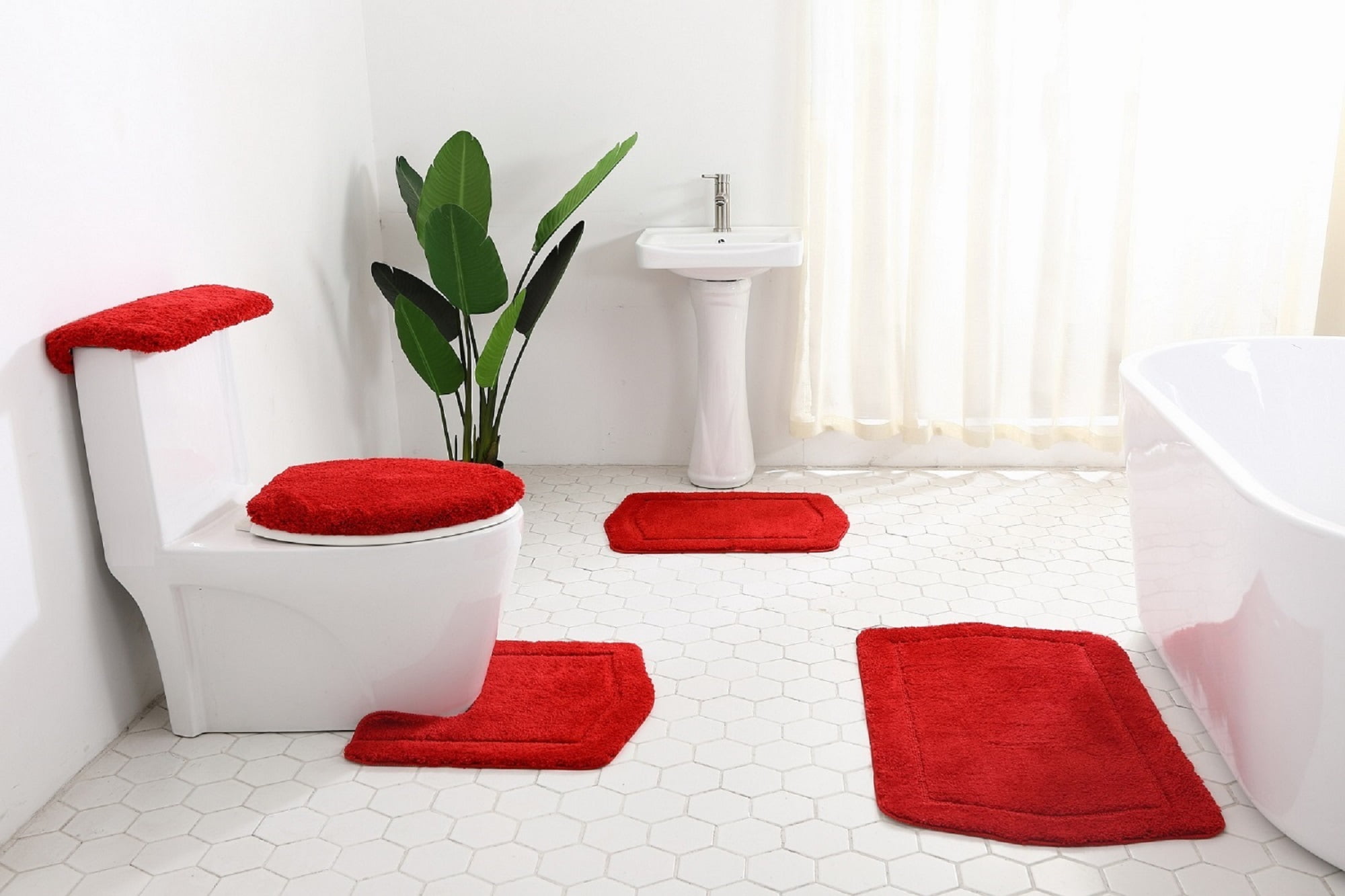 5Pc Set Bathroom Rug Vintage Collection