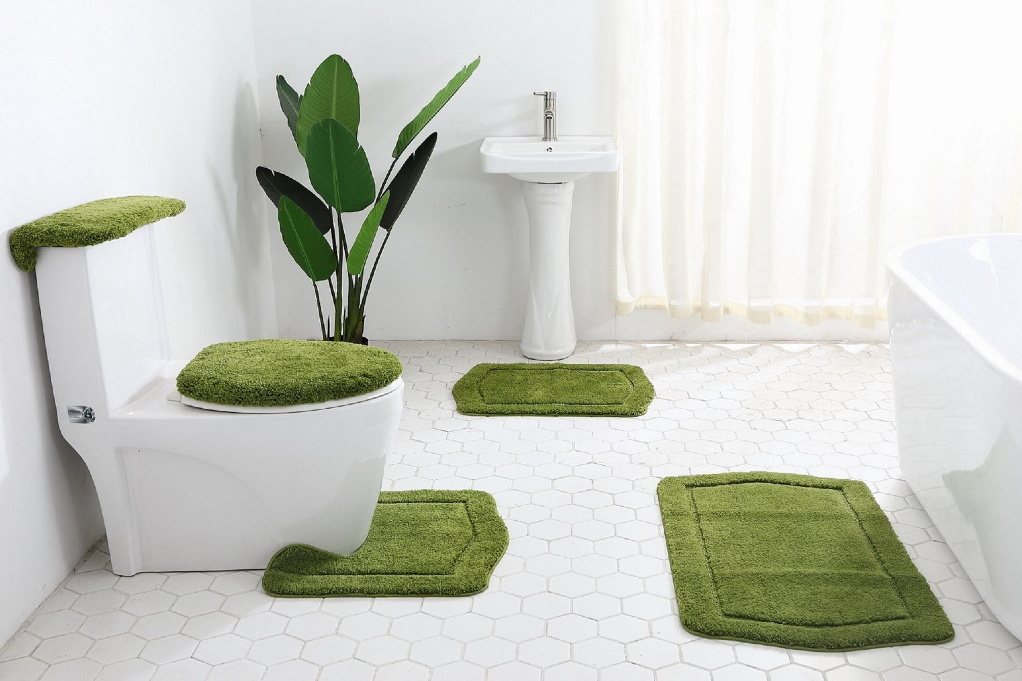5Pc Set Bathroom Rug Vintage Collection