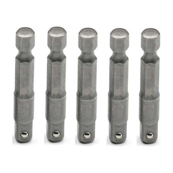 5Pc Socket Adapter Converter 1/4" Hex Shank To 1/4" Square Drive 50Mm