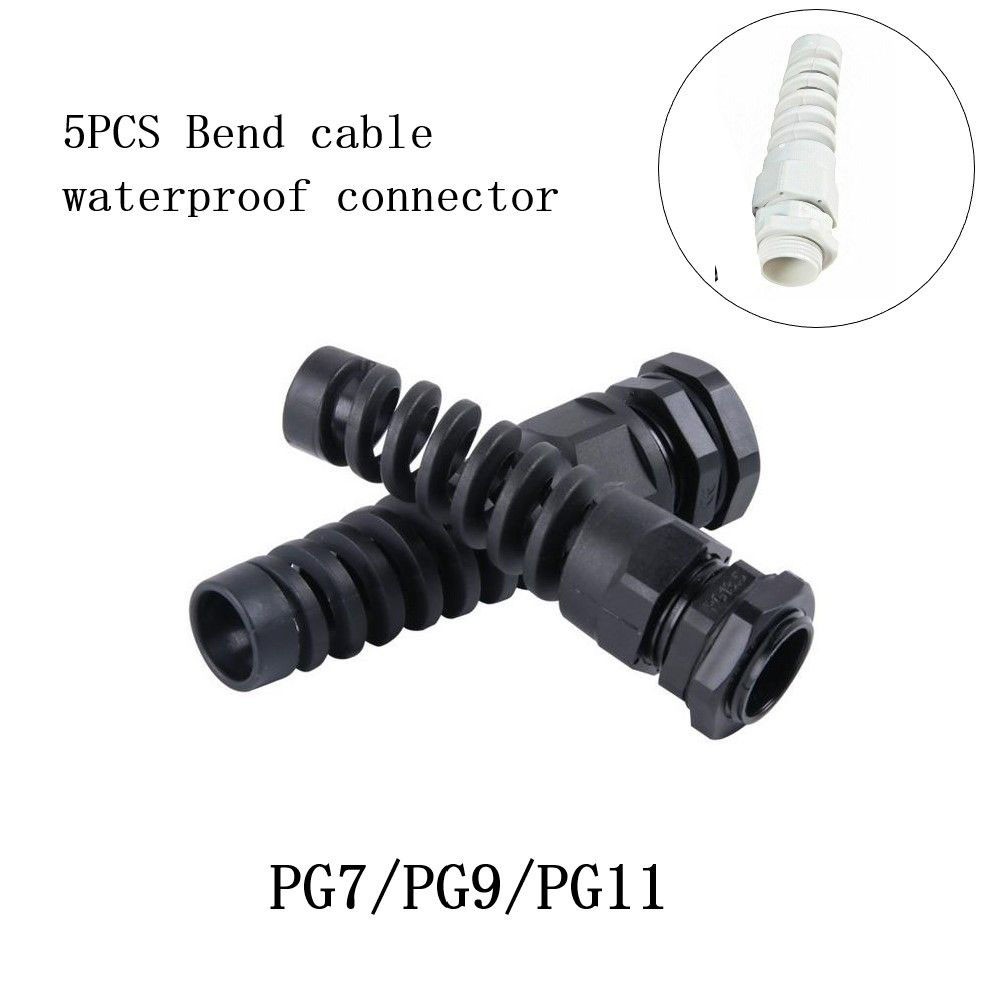 5Pc Waterproof Cable Gland Connector Flexible Spiral Strain Relief ...
