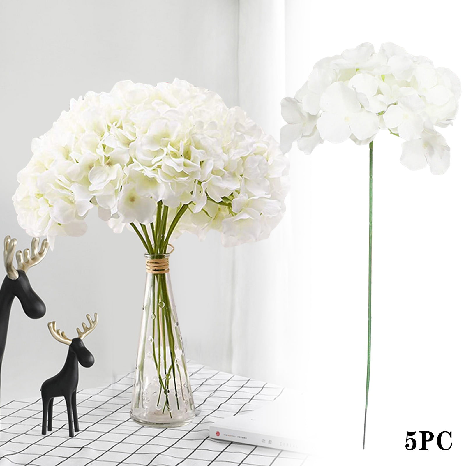 5Pc White Artificial Flowers Hydrangea Artificial Flowers Ivory