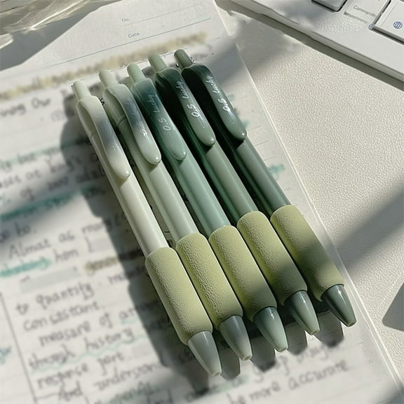 5Pcs 0.5mm Gradient Green Fine Ink Pen Set 0.1ml, Eye Protection Quick-Drying Pen, for Artist Illustration Sketch Anime Comic Technical Drawing