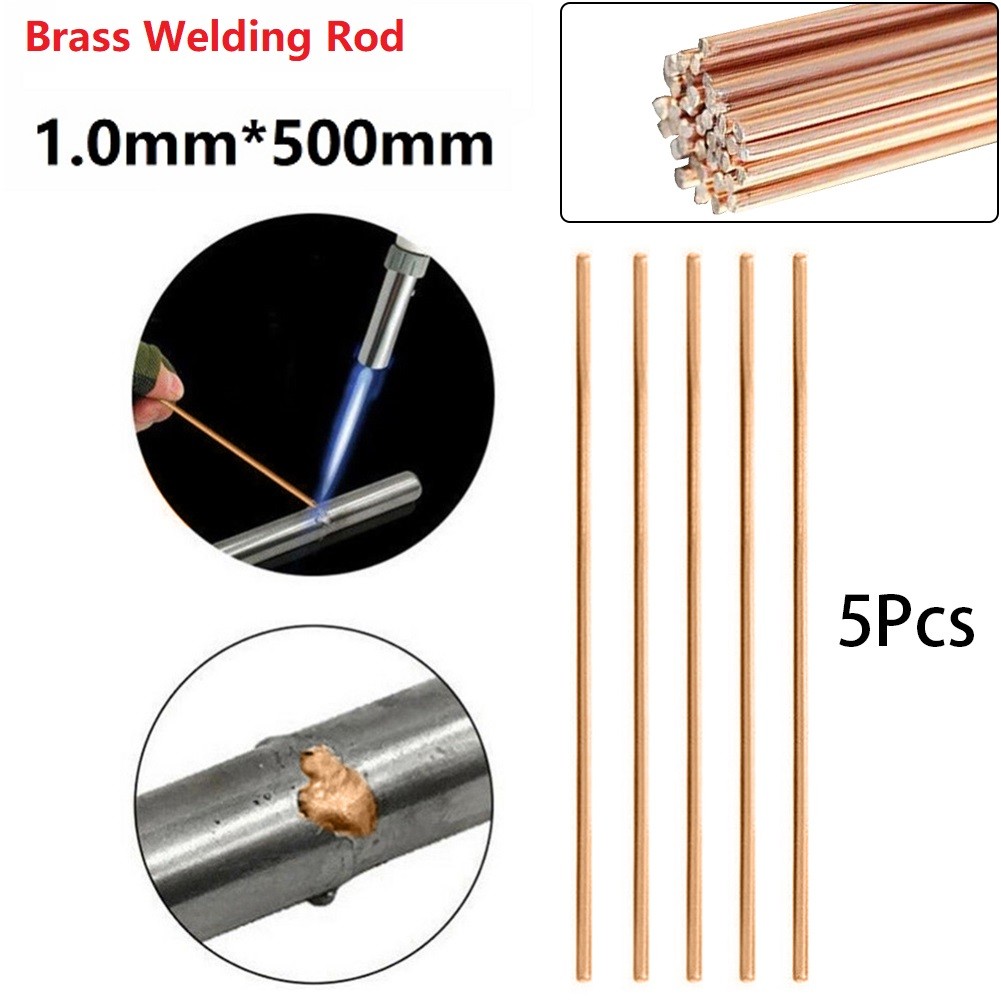5Pcs 1.0/1.5/2.0/2.5/3.2Mmx500Mm Brass Welding Rod Wire Electrode Soldering Rod,1.0Mm-5Pcs