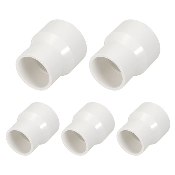 5Pcs 1 1/4"x1" PVC Reducer Pipe Coupling Fitting, SCH40 (SOCxSOC) Furniture Grade PVC Slip Socket Connectors, Straight Pressure Pipe Fittings for Home Use, Irrigation, White