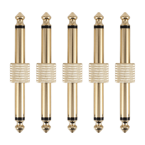 5Pcs 1/4 Inch 6.35 mm Guitar Effects Pedal Connector Coupler Jack Interface Cable Adaptor Electric Pedal Board Accessories