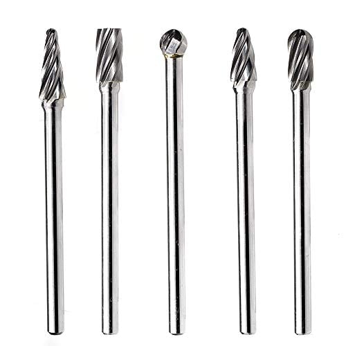 5Pcs 1/4 Inch Aluma Cut Carbide Burr Set 4.4" Long Shank Single Cut Tungsten Rotary Burr Files CNC Engraving Cut Metal Carving Polishing Drilling Tool Kits$$Tools