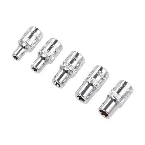 5Pcs 1/4-Inch Drive External Torx Shallow Socket Set E4 E5 E6 E7 E8 Cr-V Steel