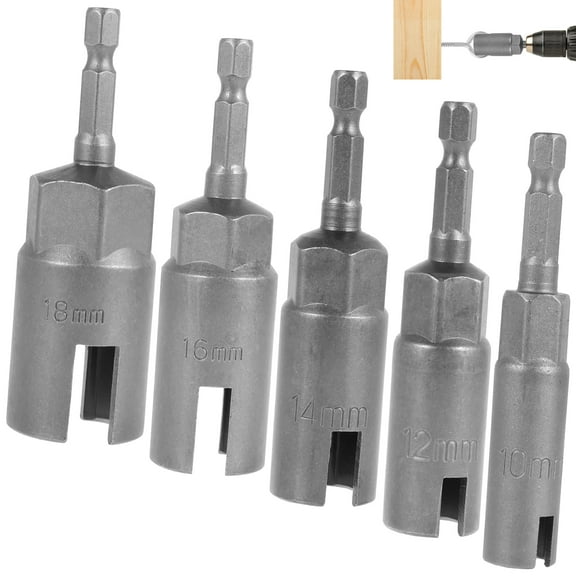 5Pcs 1/4inch Hex Shank Wing Nut Driver Set 10-19mm Steel Slot Wing Nut Driver Socket Wrench Tool Sturdy Butterfly Bolt Wing Nut Driver Sleeve for Wing Nuts Bolts Hooks