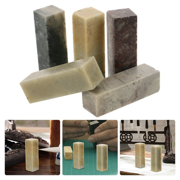 OUNONA Stone Practice Material for Carving with Assorted Colors 5 Pieces 1 5x1 5x5cm