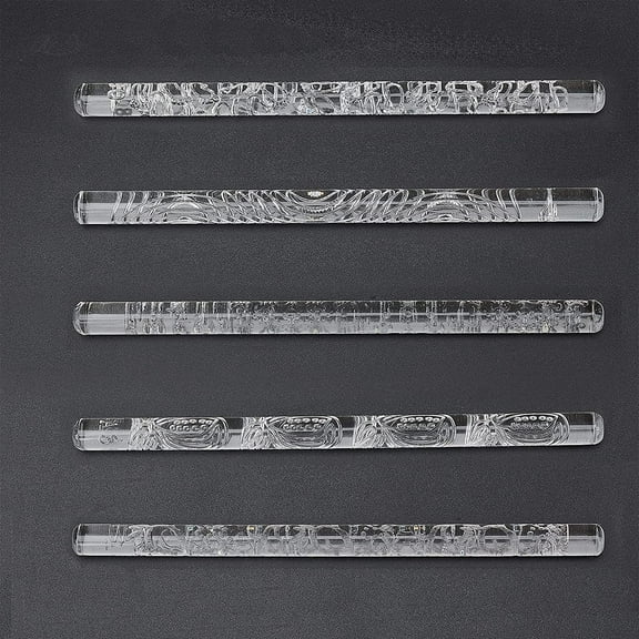 5Pcs 1 Style Acrylic Rolling Pin for Fondant Making Stick Kitchen Tool Mixed Patterns 165x10mm 1Pcs/Style 5Pcs