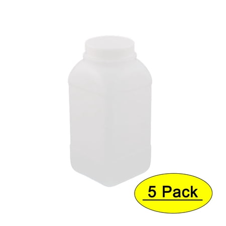 5Pcs 1000ml Plastic Square Wide Mouth Chemical Sample Reagent Bottle