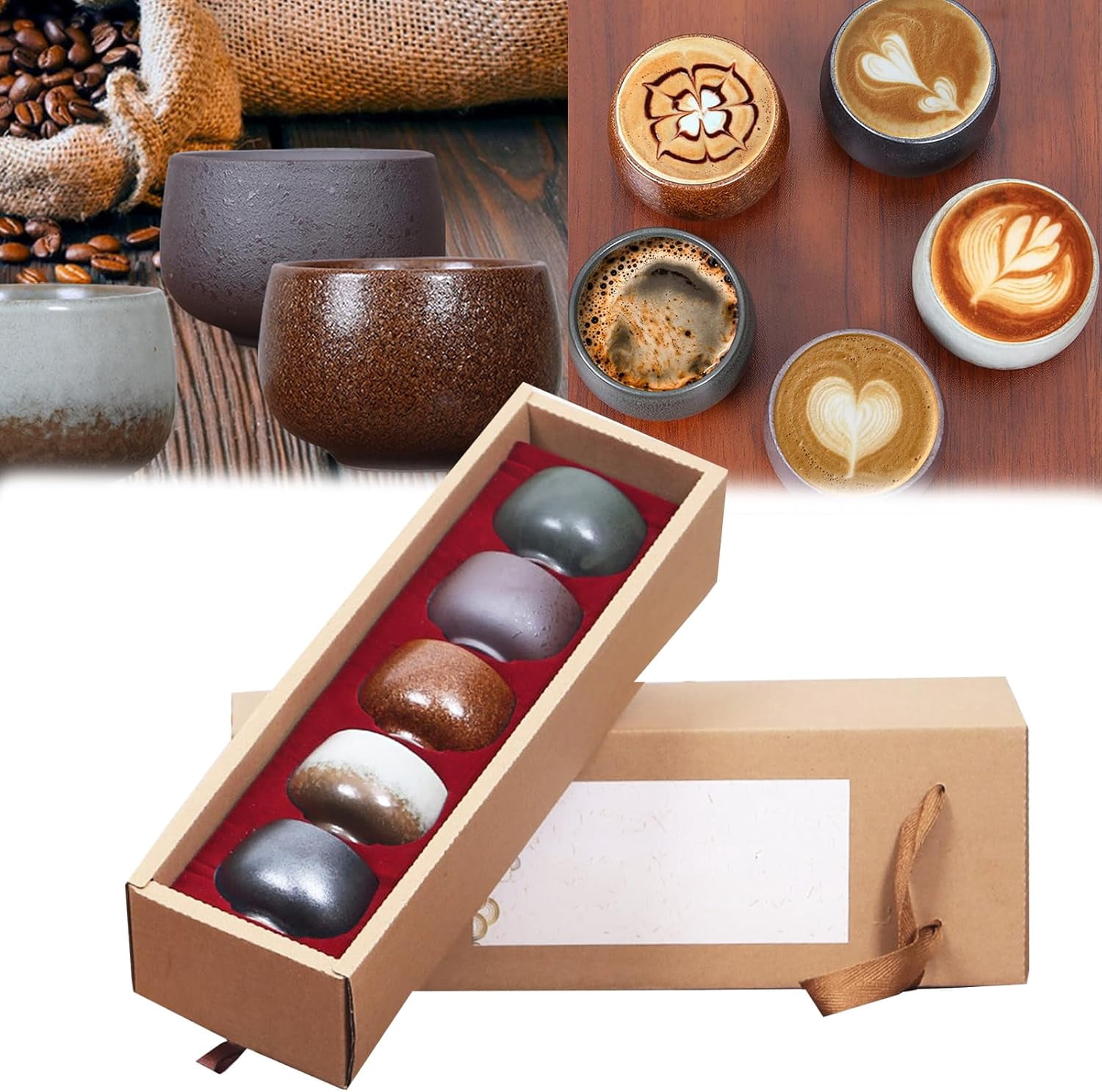 5Pcs 100ml Espresso Coffee Mugs, Ceramic Coffee Mug, Small Tea Cup, Espresso Cup, Espresso Coffee Mug, Great for Birthday, Travel