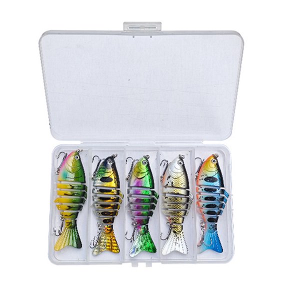 5Pcs 10CM/16G Multi-Jointed Fishing Lure with Hooks Realistic Sinking 7-Section Swimbait Bionic Hard Artificial Bait Freshwater Saltwater Fishing Accessories