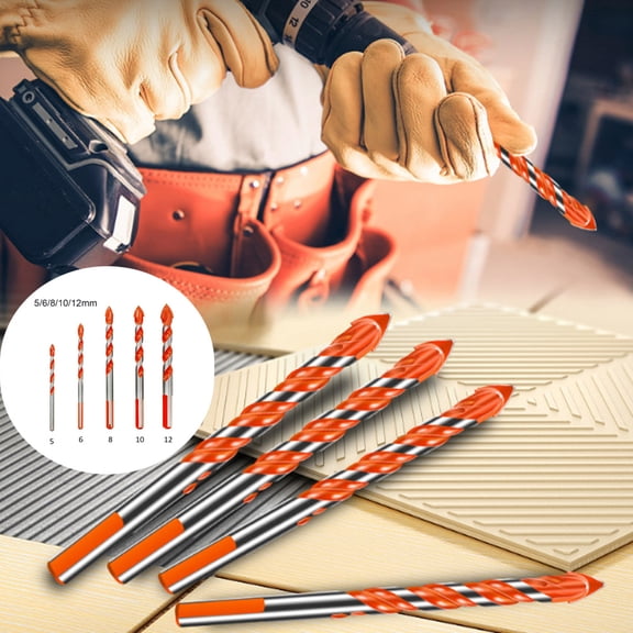 5Pcs/10Pcs, 5-12mm Tungsten Alloy Triangle Glass Ceramic Tile Drill Bit Woodworking Tool for Tile Concrete Ceramic Brick Glass Plastic and Wood, Tungsten Carbide Tipped