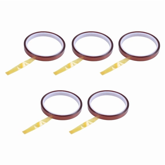 5Pcs 10mm Width Heat High Temperature Adhesive Kapton Tape,5 x Heat Resistant Kapton Tape,Gold