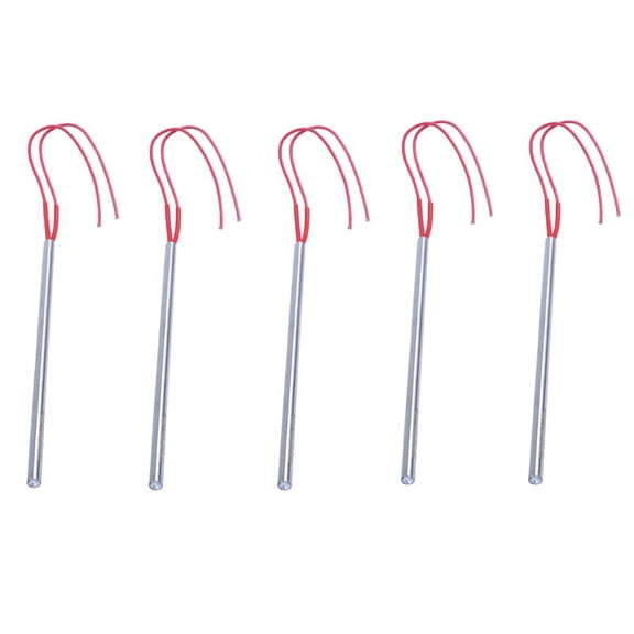 5Pcs 10mm x 270mm Single End Heating Elements Heater 220V 600W,5 x Heating element,Silver & red