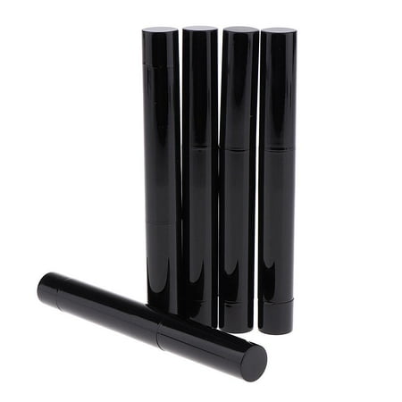 5Pcs 12.1mm Black Round Thin Containers Empty, Refillable Diamond Shape Cap Travel Lip Tubes For DIY Samples