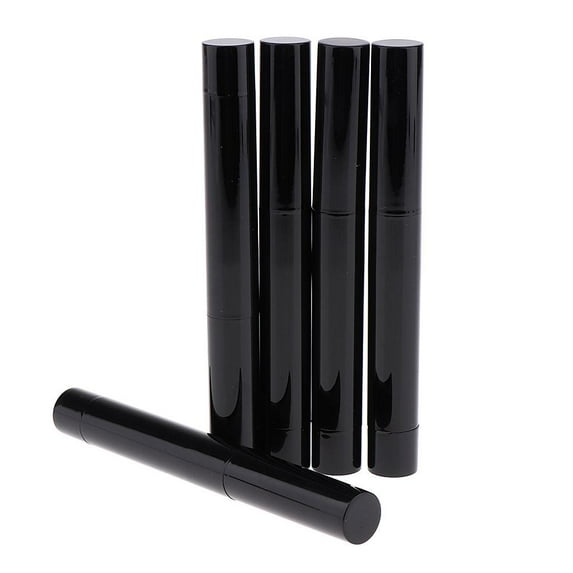5Pcs 12.1mm Black Round Thin Containers Empty, Refillable Diamond Shape Cap Travel Lip Tubes For DIY Samples