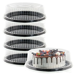 5Pcs 12 Inch Cake Containers with Lid -Plastic Disposable Clear Cake Container Dome and Black Base Carry & Display Storage Box