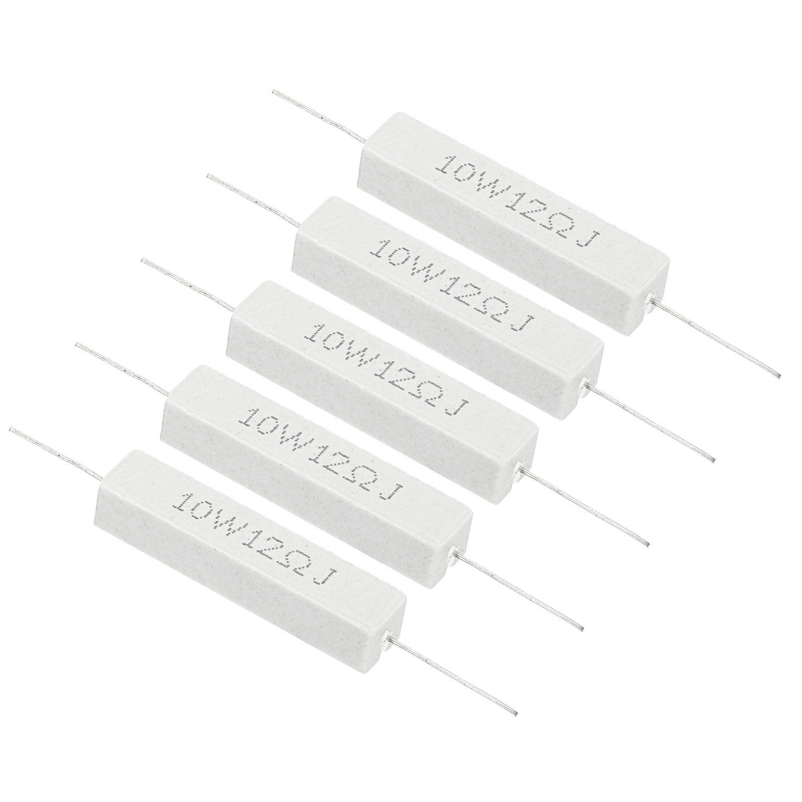 5pcs Ceramic Cement Power Resistor – 10W, 0.1 Ohm, ±5% Tolerance – Unbranded/Generic
