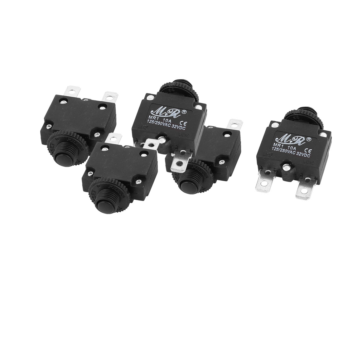 5Pcs 125/250V/32VDC 10A Circuit Breaker Current Overload Protector ...