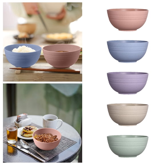 5Pcs 12Cm Wheat Straw Bowls Mixing Bowls Reusable Dishwasher Microwave Soup Bowls For Home Kitchen Restaurant Tableware Easy To Use