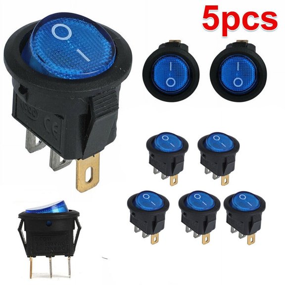 5Pcs 12V 20A Boat Spst Round On/Off Rocker Waterproof Switch Car Marine Auto