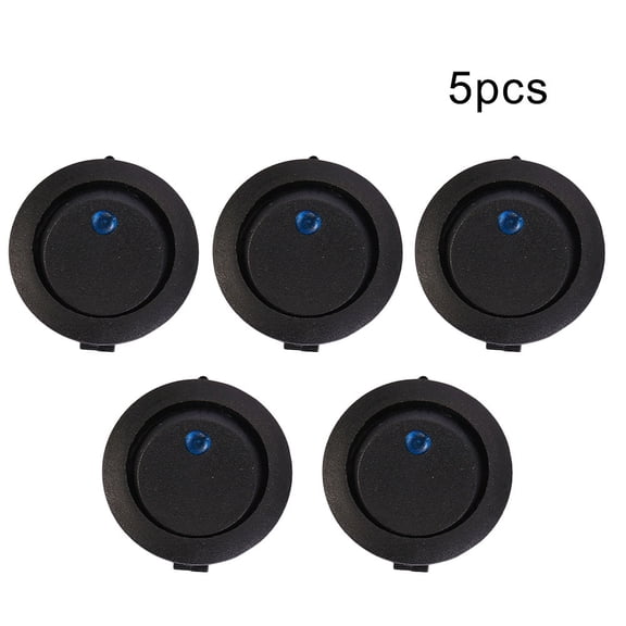 5Pcs 12V On/Off Round Rocker Dot Blue Led Light Toggle Switch Car Van Boat Dash