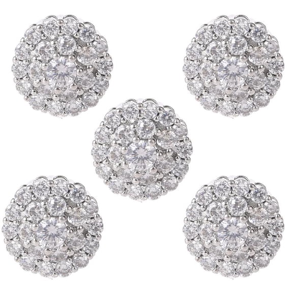5Pcs 12mm Crystal for Rhinestone Flower Round Buttons with Loop Luxurious Metal Embellishments for DIY Crafts Clothes Shoes Wedding Decoration Accessory