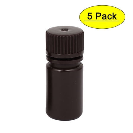 5Pcs 15ml Plastic Wide Mouth Laboratory Reagent Bottle Sample Bottle Brown