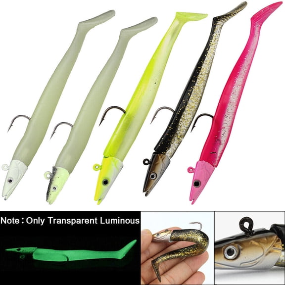 5Pcs 16g Savage Saltwater Sandeel Lures Bass Wrasse Cod Pollock Sea Fishing Tackle
