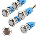 thumbnail image 1 of 5Pcs 16mm Metal Momentary Push Button Switch 12V-24V ON-Off with Ring LED Light, 1 of 11
