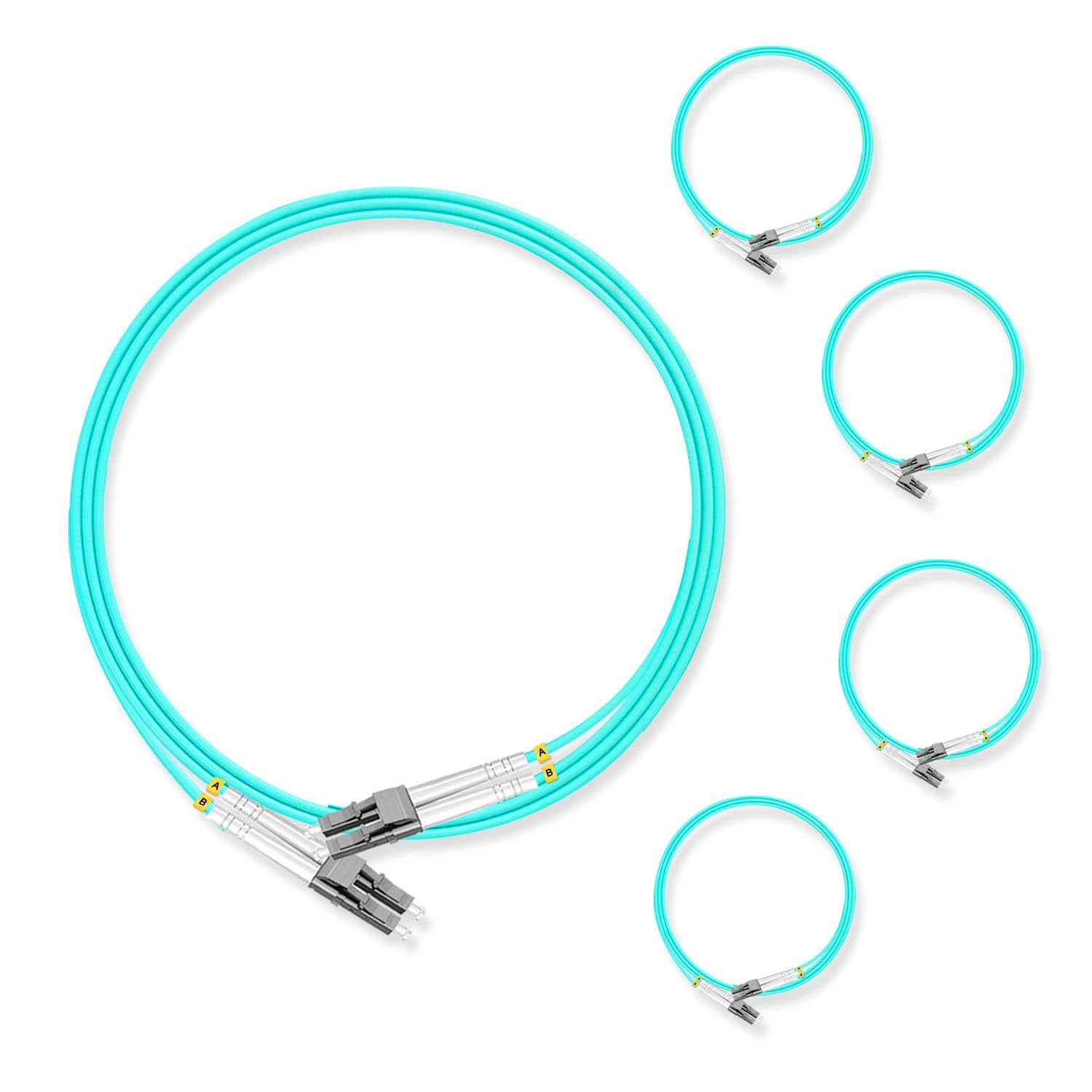 5Pcs 1Meter Multi-Mode Fiber Optic Patch Cord LC UPC to LC UPC Duplex ...