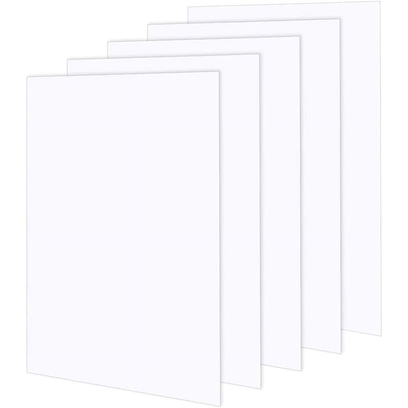 5Pcs 1mm PVC Foam Sheet White Plastic Sheet 11.8x15.7 Inch Lightweight Rigid Foam Expanded PVC Sheet for Crafts DIY Making Screen Printing and Art Display