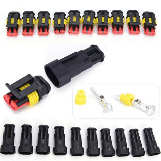 5Pcs 2Pin Car Waterproof Electrical Connector Plug For Motorcyle