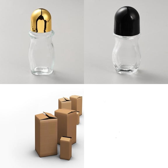 5Pcs 2 Styles Glass Essential Oil Empty Roller Ball Bottles with Cap Mixed Color 3.9~4x9.8~11.5cm Capacity: 30ml(1.01fl. oz)