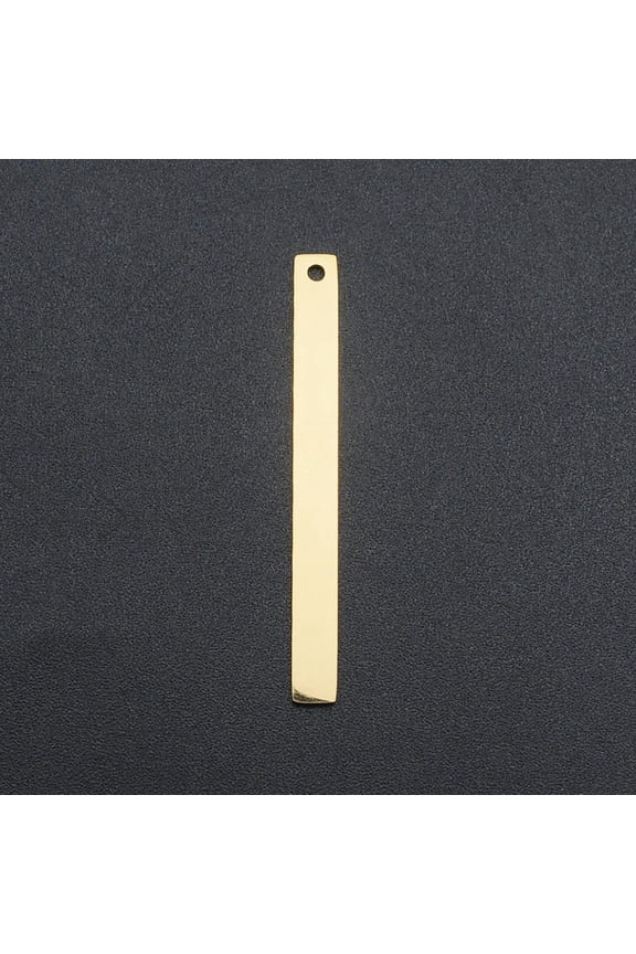 5Pcs 201 Stainless Steel Bar Pendants Bar/Rectangle Pendant Charm Real 18K Gold Plated Jewelry Findings for Necklace Bracelet Jewelry Making 40x4x1mm Hole: 1.6mm Real 18K Gold Plated