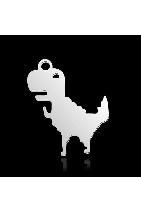 5Pcs 201 Stainless Steel Dinosaur Charms 19x15.5x1mm Flat Metal Dinosaur Beads Animal Dinosaur Shape Dangle Pendants with 1.6mm Hole Stainless Steel Color Perfect for Crafting and Accessories