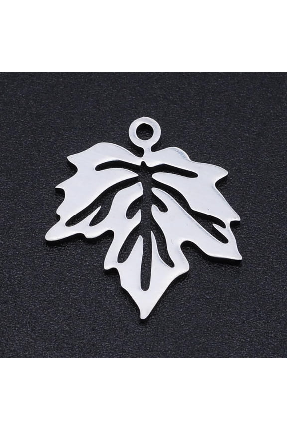 5Pcs 201 Stainless Steel Hollow Maple Leaf Charms Pendants 19x17x1mm Flat Hollow Maple Leaf Charms Autumn Theme Pendants with 1.5mm Hole Stainless Steel Color