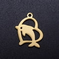 thumbnail image 1 of 5Pcs 201 Stainless Steel Hollow Pendants Heart with Dolphin Pendant Ornament Golden Jewelry Findings for Women Birthday Festival Elegant Gifts Personalized Jewelry 18x14x1mm Hole: 1.5mm, 1 of 2