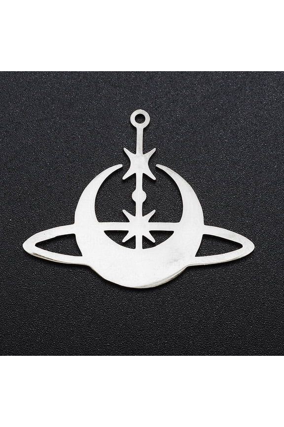 5Pcs 201 Stainless Steel Moon Pendants Moon Metal Charms Pendant Stainless Steel Color Jewelry Findings for Women DIY Necklace Bracelet Earring Jewelry Craft Making 28x35x1mm Hole: 1.5mm for diy