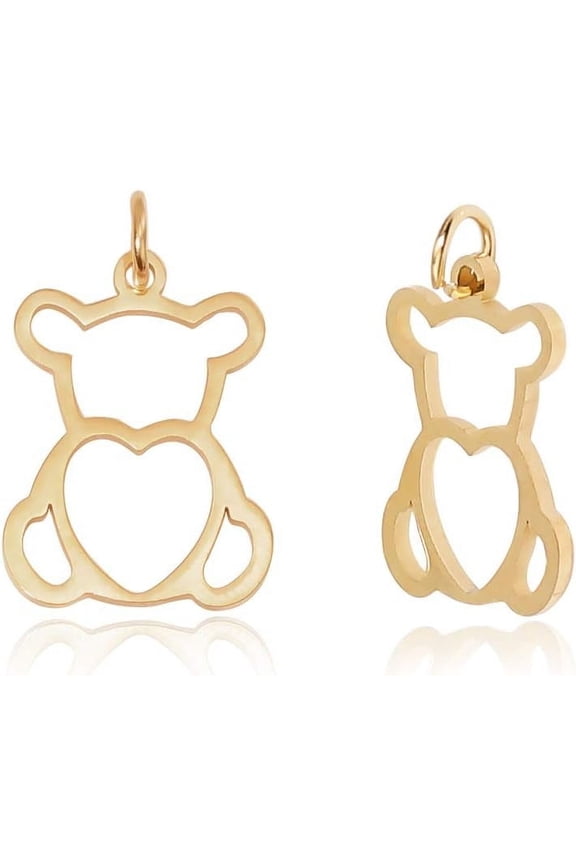 5Pcs 201 Stainless Steel Pendants Bear Golden for Women Birthday Festival Elegant Gifts Personalized Jewelry 18.5x14x1mm Hole: 3mm