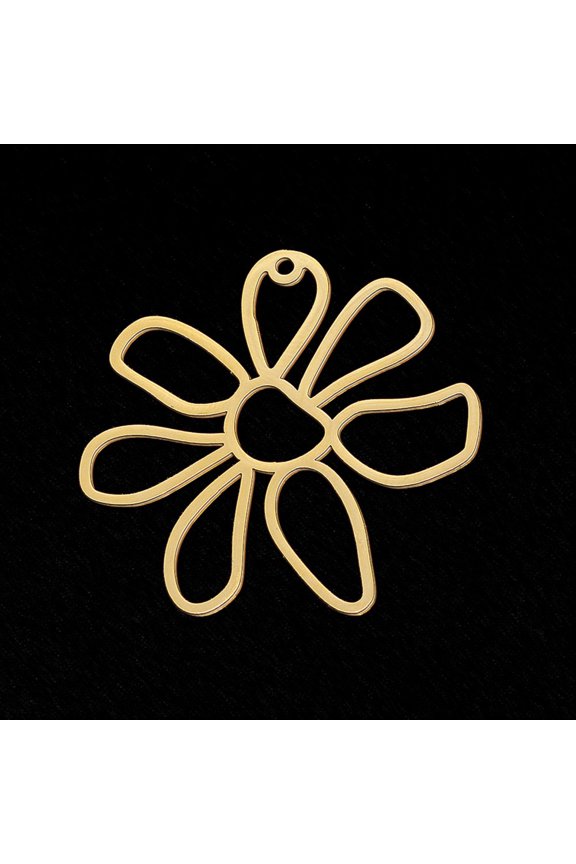 5Pcs 201 Stainless Steel Pendants Flower Golden for Women Birthday Festival Elegant Gifts Personalized Jewelry 34.5x35x1mm Hole: 1.6mm for making