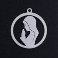 thumbnail image 1 of 5Pcs 201 Stainless Steel Pendants Stainless Steel Color Pendant Ornament for Women Birthday Festival Elegant Gifts Jewelry 22.5x20x1mm Hole: 1.5mm 5pcs, 1 of 2