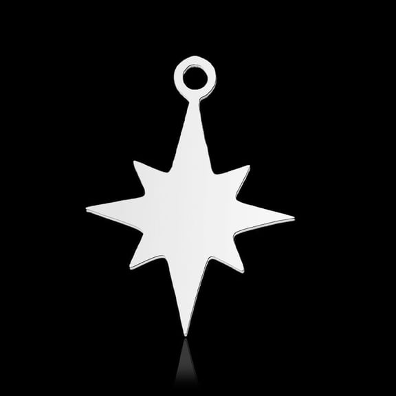 5Pcs 201 Stainless Steel Star Pendants 19x14x1mm Flat Metal Star Pendants Eight Pointed Star Pendants with 1.6mm Hole Stainless Steel Color Ideal for Jewelry Making and Craft Projects