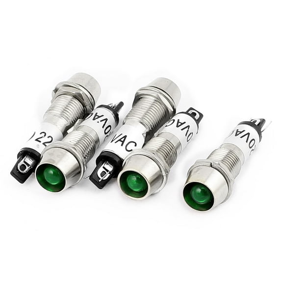 5Pcs 22V Green Metal Indicator Pilot Dash Light Signal Lamp