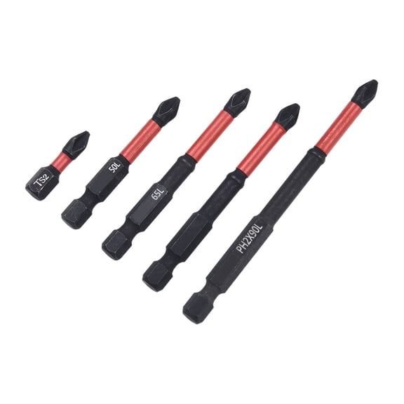 5Pcs 25-90Mm Non-Slip Ph2 Magnetic Batch Head Cross Screwdriver Drill Bit Smile Home